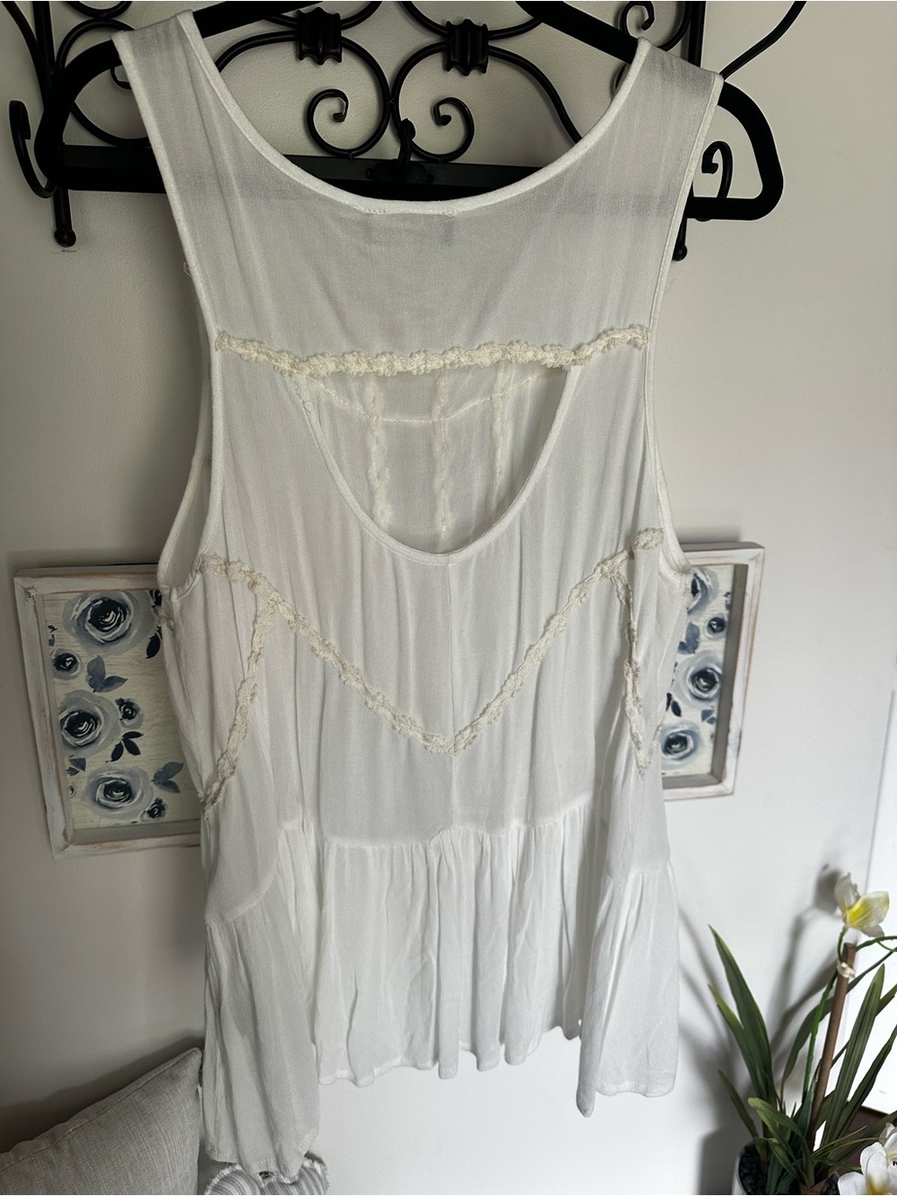 POL White Tank Top with Cream Braided Trim - Picture 9 of 9